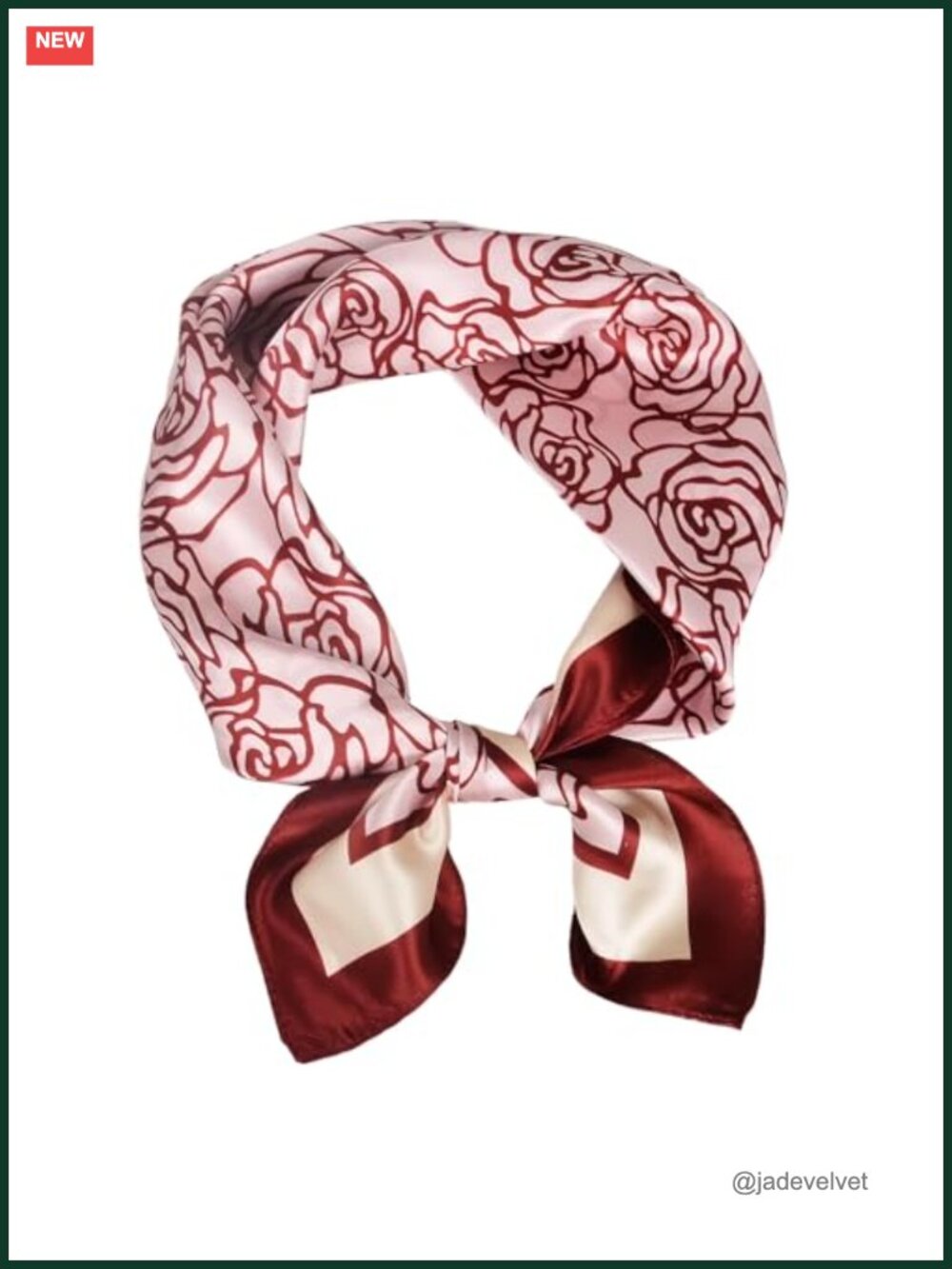 100% Mulberry Silk Neck Scarf 21" Square Floral Neckerchief
